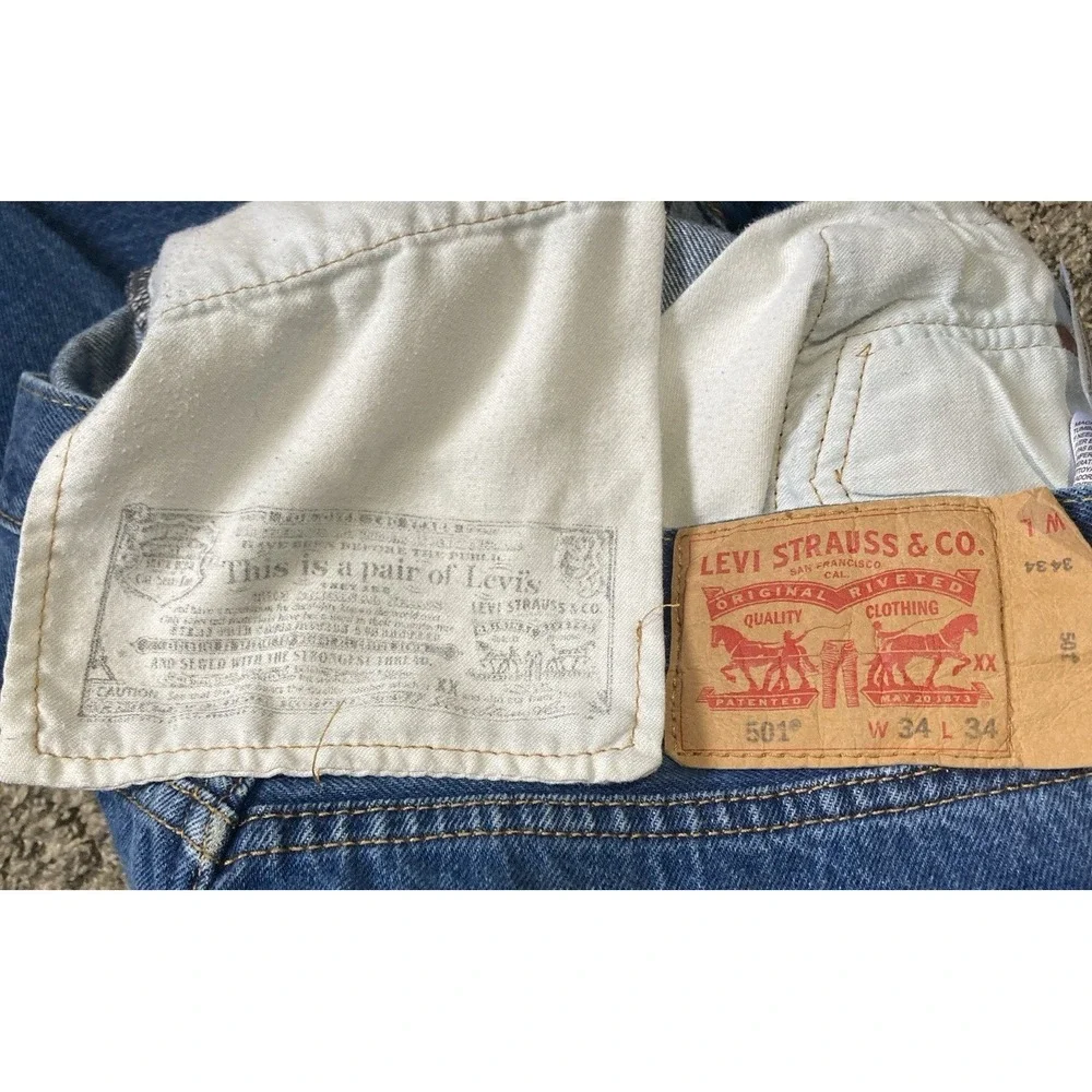 Levi's 501 XX Jeans Mens W34 L34 Actual 34x29 Button Fly Straight Leg Vintage